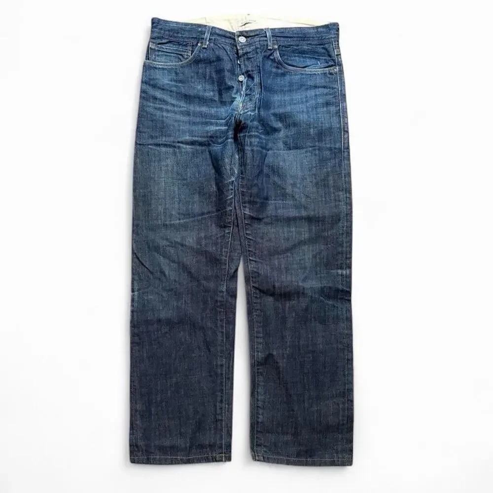 Levis Made & Crafted Denim Indigo Mens 32x28 Button Fly Distressed Jeans